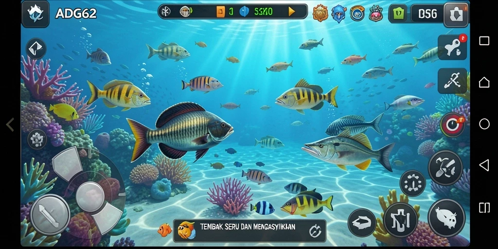 Gameplay ADG62 menembak ikan dengan grafis menawan dan aksi seru.