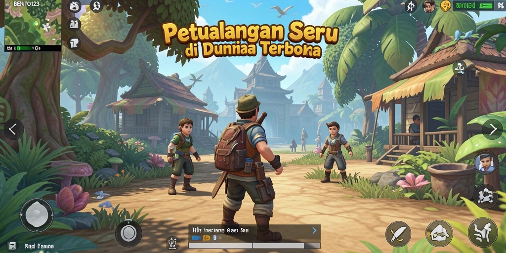 Screenshot gameplay BENTO123 menampilkan dunia terbuka yang luas dan interaktif.