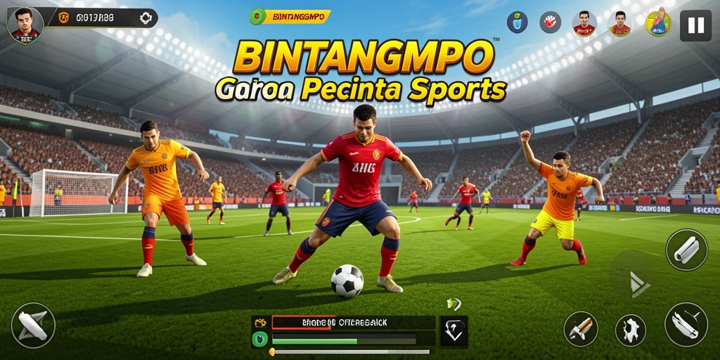 Tangkapan layar utama BINTANGMPO menampilkan aksi seru dalam permainan olahraga.
