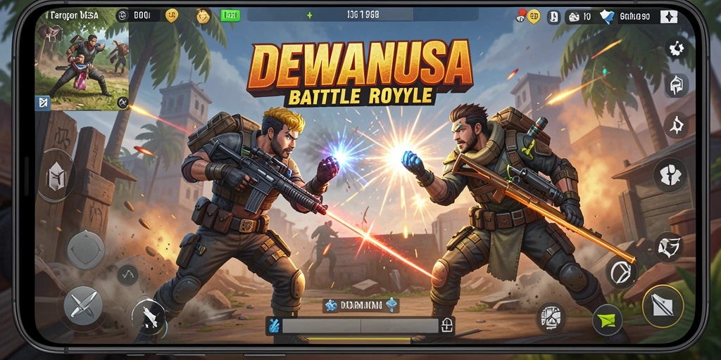 Tampilan grafis menarik dalam gameplay DEWANUSA Battle Royale.
