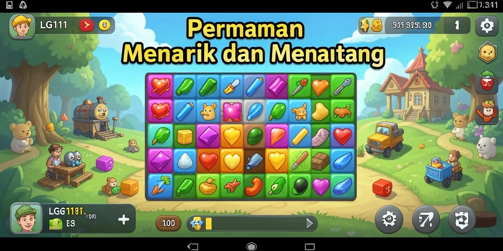 Screenshot utama LG111 menunjukkan gameplay Puzzle yang menarik dan penuh tantangan.