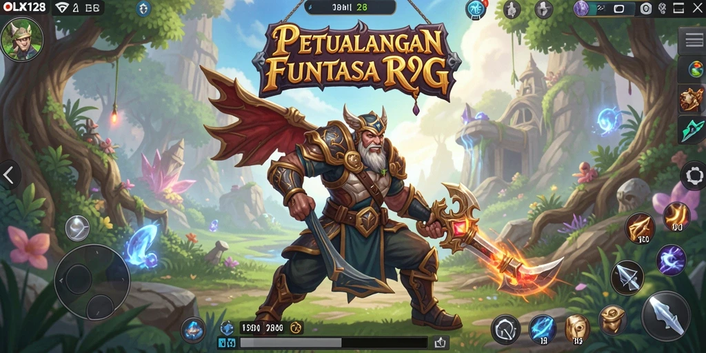 Tampilan gameplay menakjubkan dari OLX128 yang menampilkan aksi RPG.