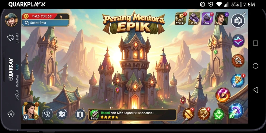 Tampilan gameplay QUARKPLAY yang mendebarkan dan penuh strategi Tower Defense.