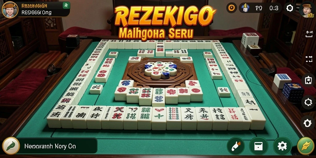 Tampilan gameplay seru dari REZEKIGO dalam permainan Mahjong.