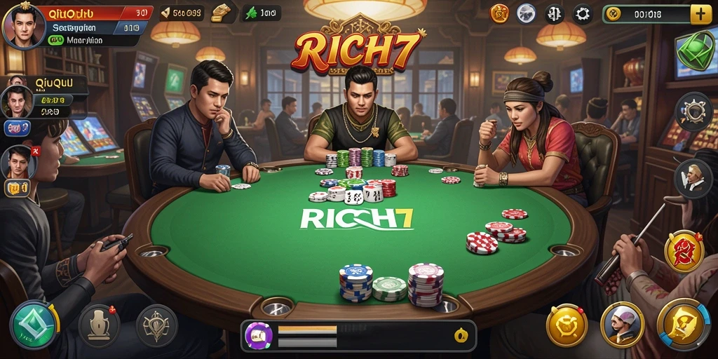 Screenshot RICH7 menampilkan gameplay seru QiuQiu dengan visual yang menarik.