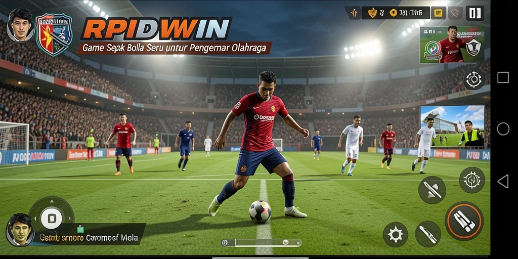 Tampilan gameplay RPIDWIN dengan grafis sepak bola yang menakjubkan.