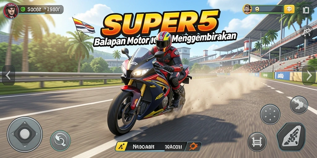 Tampilan permainan balapan motor yang mendebarkan di SUPER5.